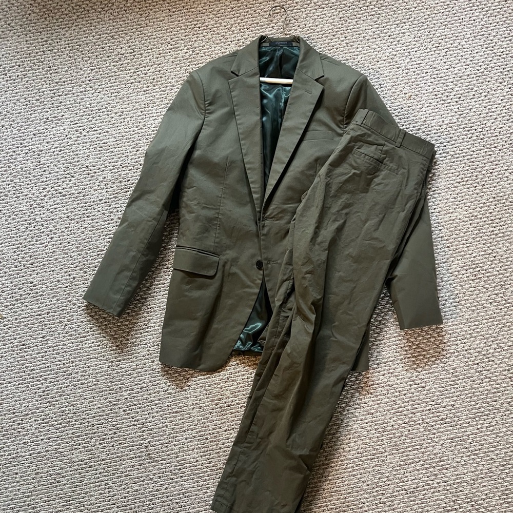 Stretch Summer Olive Green Chino Suit